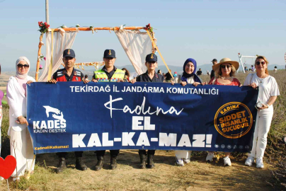 Tekirdağ İl Jandarma Komutanlığı "Kadına El Kalkmaz" dedi