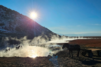 Bitlis'te Dondurucu Soğukta At Banyosu Geleneği